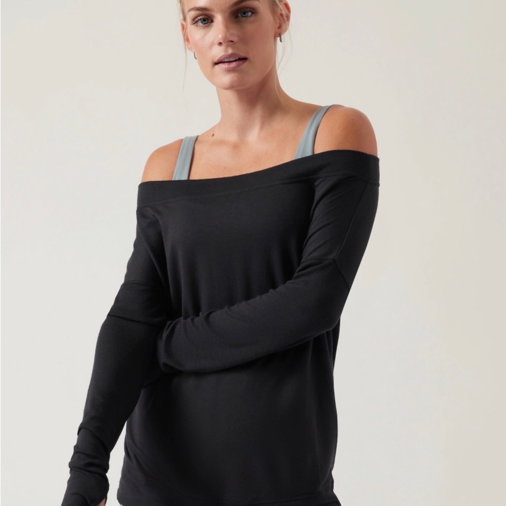 Athleta Studio Barre Sweatshirt Small. Black